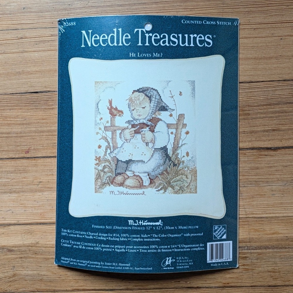 Needle Treasures M.J. Hummel He Loves Me? Counted Cross Stitch Kit 02688 12x12